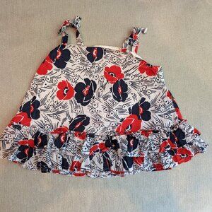 Janie and Jack Girl's Dress Size 4T - Red, White, and Navy Floral
